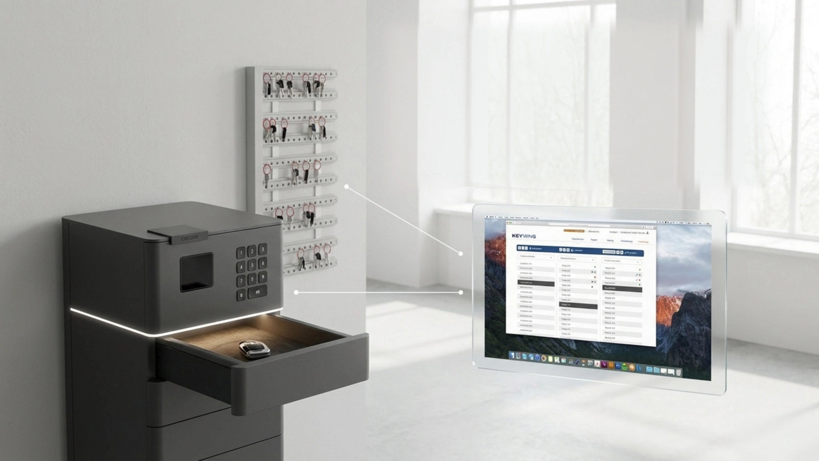 ValueBox、KeyRack、KeyWin6管理画面を組み合わせたCREONEの統合管理イメージ