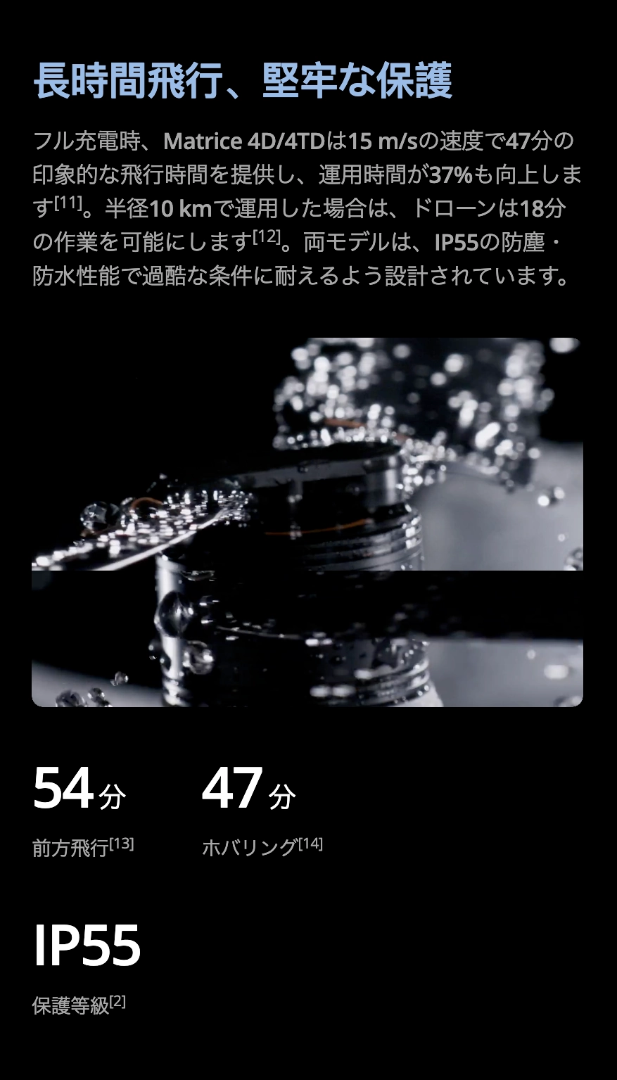 長時間飛行、堅牢な保護